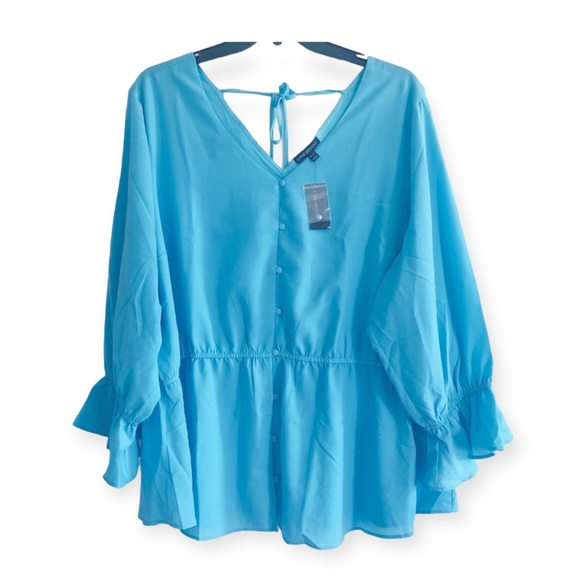 Lane Bryant Peplum Blouse with Angel Sleeves Plus Size 26/28, 4X - Picture 2 of 7